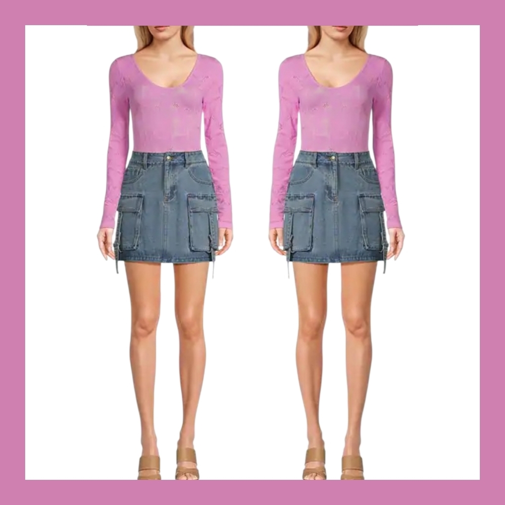 Chelsea & Violet Light Wash Denim Mini Skirt